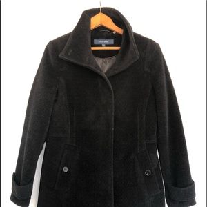 COLE HAAN Long Black Wool Coat